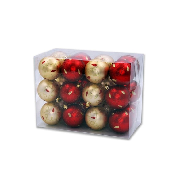 Queens Of Christmas Loop Design Ornaments Red & Gold, 24PK - ORNPK-LOOPS-TRAD-24