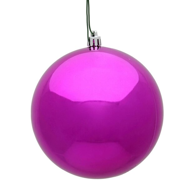 Vickerman 10 in. Fuchsia Shiny UV Drilled Cap Christmas Ornament Ball - N592570DSV