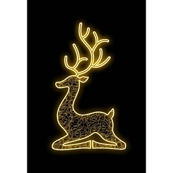 Queens Of Christmas Resting Deer Neon Flex Ground Mount, Warm White - WL-MTNF-DEERF-03-WW