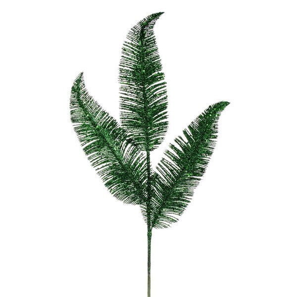 Vickerman 24.5 in. Feather Fern Glitter Spray, Green, 6PK - RG220104