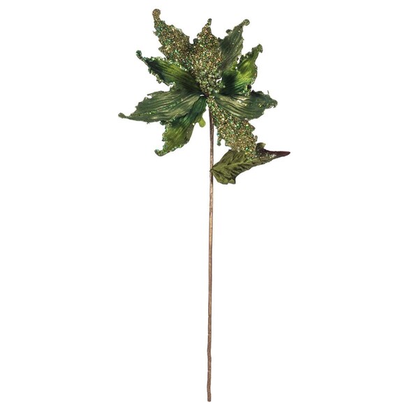 Vickerman 20 in. Green Pointed Pearl Poinsettia Spray with 12 in. Flower Head, 3 per Bag, 32PK - OF181404
