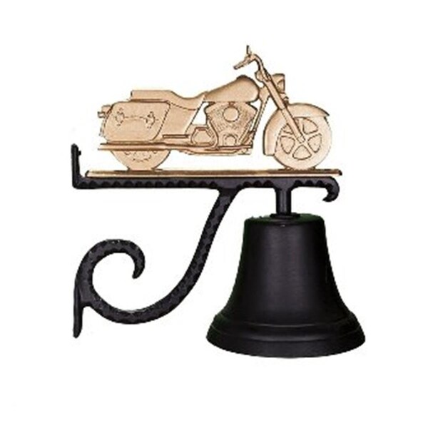 Swivel Cast Bell With Gold Bronze Motorcycle Ornament - SW385518