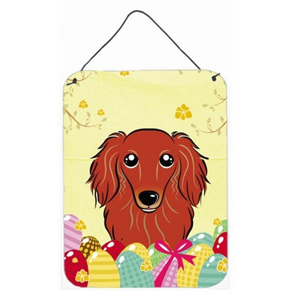 Carolines Treasures Longhair Red Dachshund Easter Egg Hunt Wall or Door Hanging Prints - BB1896DS1216