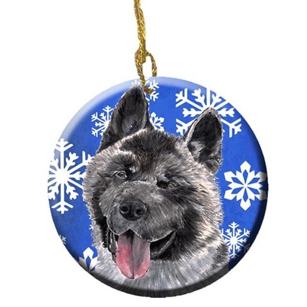 Carolines Treasures Carolines Treasures SC9481CO1 Akita Winter Snowflakes Holiday Ceramic Ornament - SC9481CO1