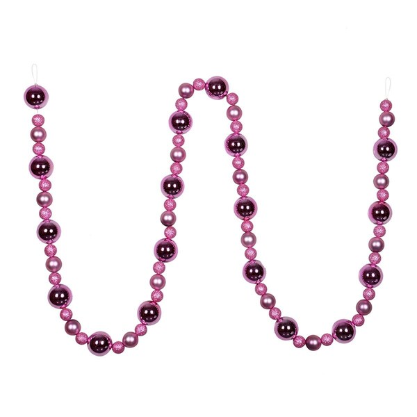 Vickerman 9 ft. Pink Assorted Ball Garland, 12PK - N181779