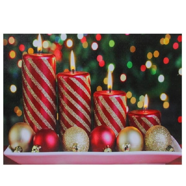 Go-Go LED Lighted Christmas Candles with Ornaments Canvas Wall Art - 11.75 x 15.75 in. - GO72810