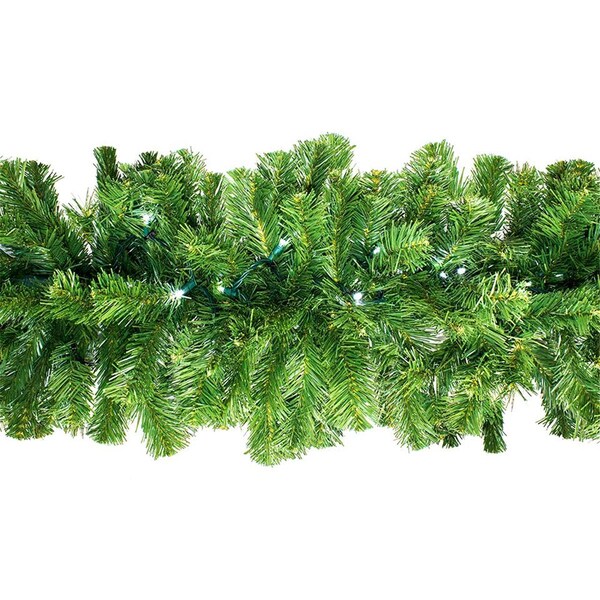 Queens Of Christmas 9 ft. Sequoia Pre-Lit with LEDs Garland, Pure White - GARSQ-09-LPW
