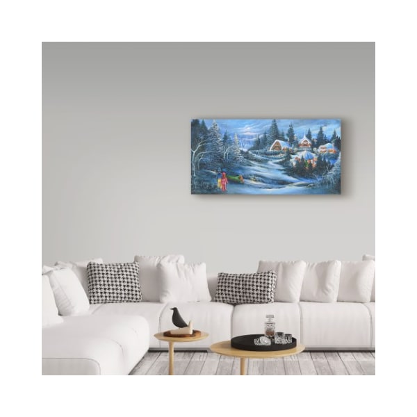 Trademark Fine Art Bonnie B Cook 'Buidling In Christmas Village' Canvas Art, 16x32 - ALI39422-C1632GG