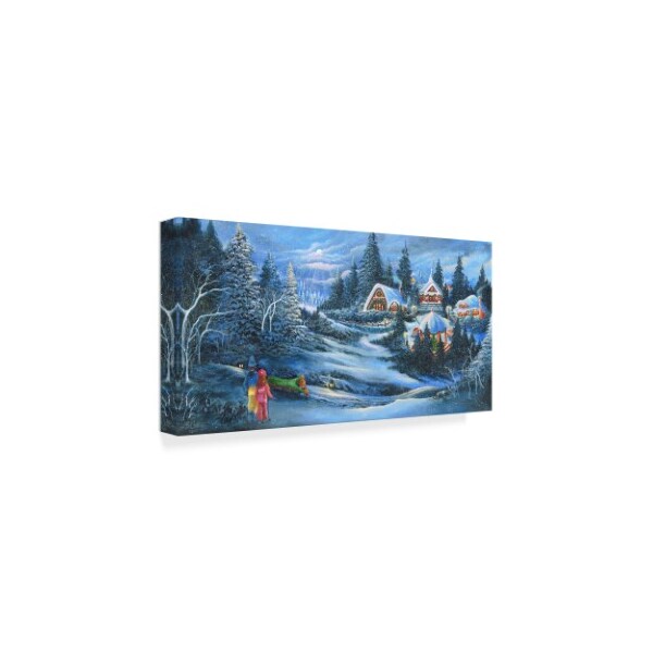 Trademark Fine Art Bonnie B Cook 'Buidling In Christmas Village' Canvas Art, 16x32 - ALI39422-C1632GG