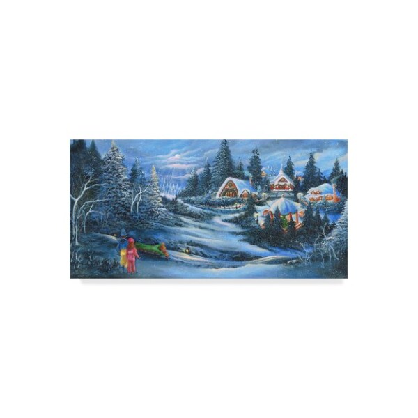 Trademark Fine Art Bonnie B Cook 'Buidling In Christmas Village' Canvas Art, 16x32 - ALI39422-C1632GG