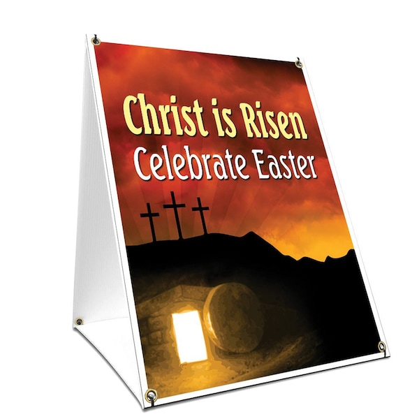 Signmission Christ Is Risen Celebrate Easter, 36 Inch x 24 Inch A-frame Yard Sign - SBC-2436-CHRIST IS RISEN CELEBRATE EASTER