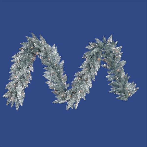 Vickerman Silver Dura-Lit Garland with Warm White LED Lights, 9 ft. x 14 in. - K166915LED