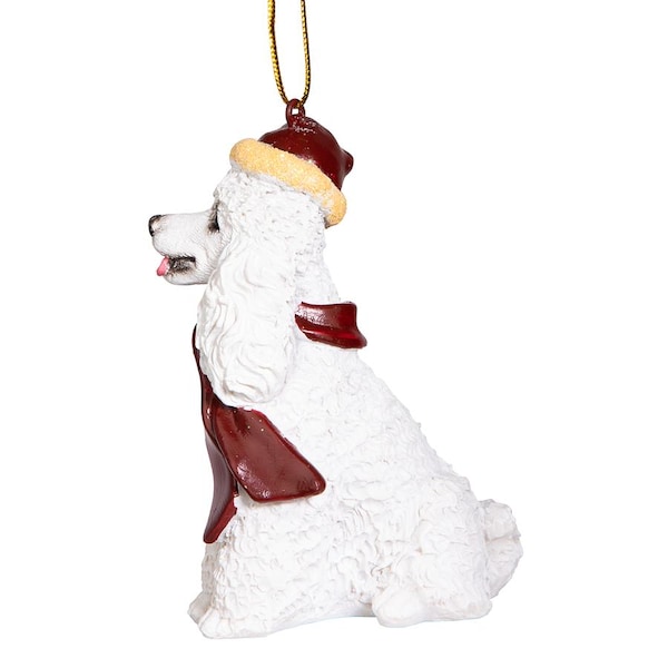 Design Toscano White Poodle Holiday Dog Ornament Sculpture - JH576314