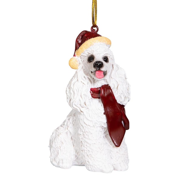 Design Toscano White Poodle Holiday Dog Ornament Sculpture - JH576314