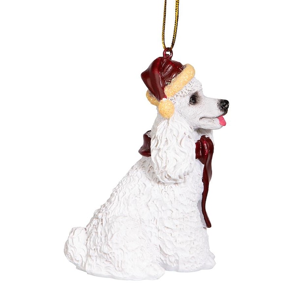 Design Toscano White Poodle Holiday Dog Ornament Sculpture - JH576314
