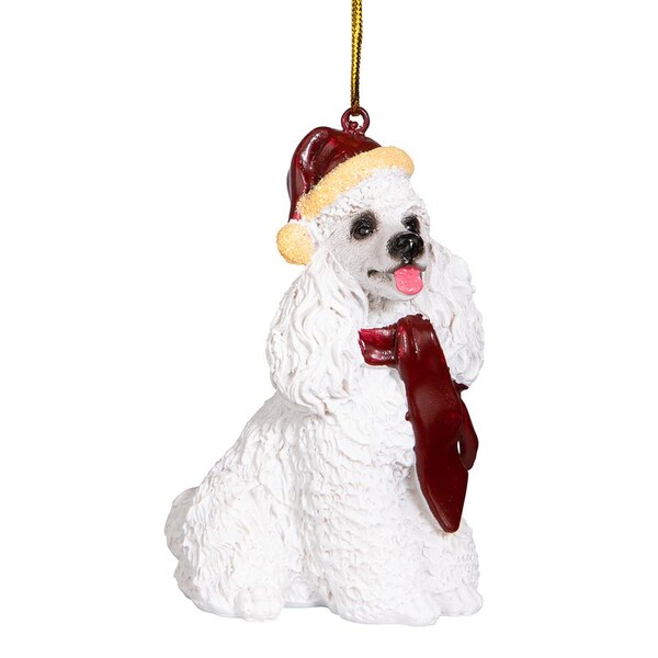 Design Toscano White Poodle Holiday Dog Ornament Sculpture - JH576314