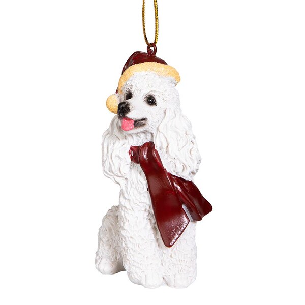 Design Toscano White Poodle Holiday Dog Ornament Sculpture - JH576314