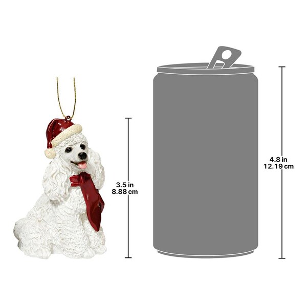 Design Toscano White Poodle Holiday Dog Ornament Sculpture - JH576314