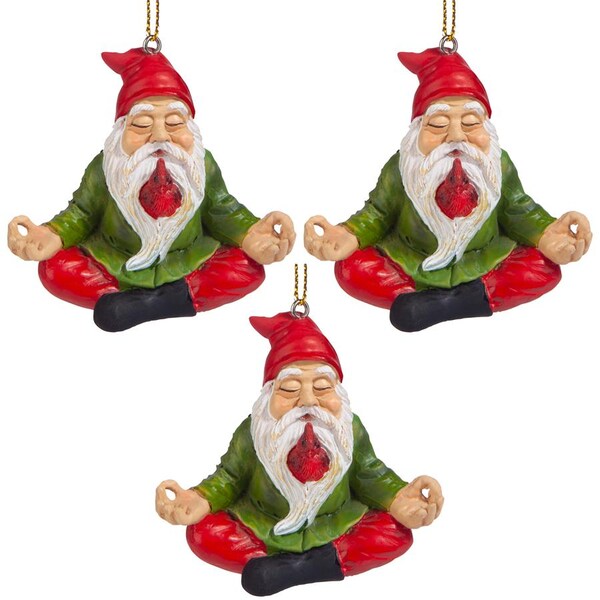 Design Toscano Zen Gnome Holiday Ornament, PK 3 - QM917010