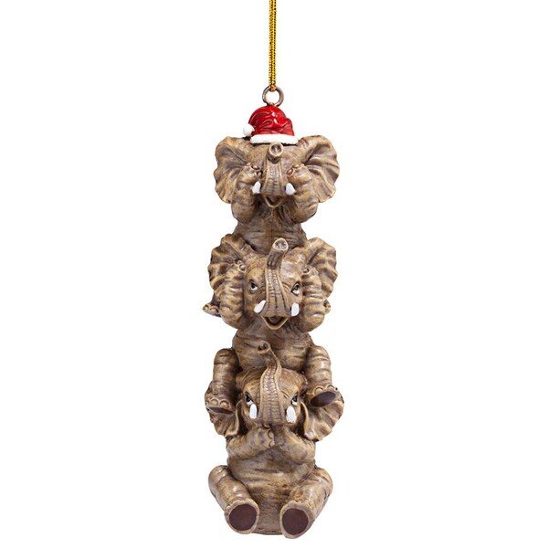 Design Toscano See, Speak, Hear No Evil Elephant Holiday Ornament, PK 3 - QS994879