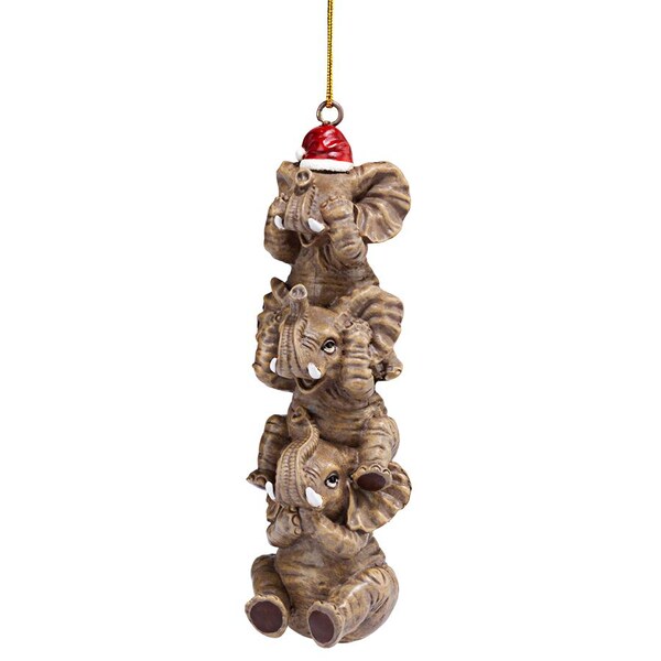 Design Toscano See, Speak, Hear No Evil Elephant Holiday Ornament, PK 3 - QS994879
