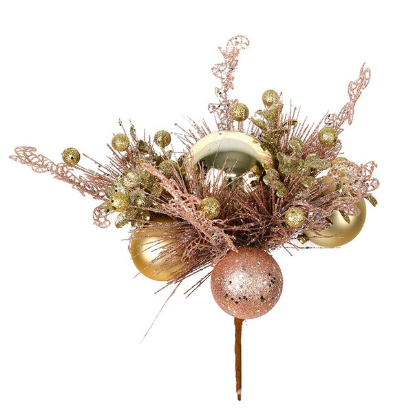 Vickerman 10 in. Champagne & Rose Gold Ornament Pick  2 per Bag, 20PK - L185220