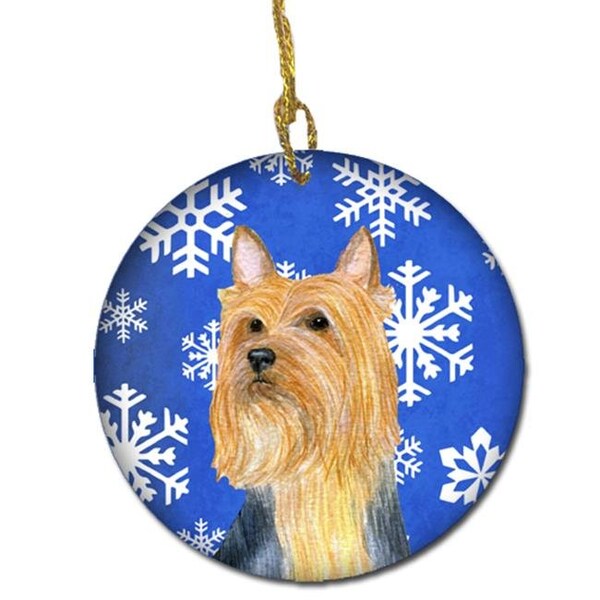Carolines Treasures Carolines Treasures LH9271-CO1 Silky Terrier Winter Snowflake Holiday Ceramic Ornament - LH9271-CO1