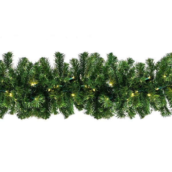Queens Of Christmas 9 ft. Sequoia Pre-Lit with LEDs Garland, Warm White - GARSQ-09-LWW
