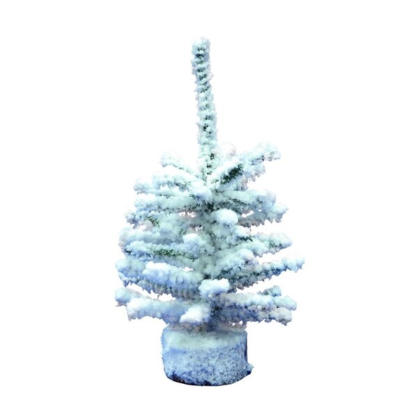 Vickerman 9 in. Flocked White on Green Mini Pine Wood Base with 47 Tip Count, 288PK - A804309-6