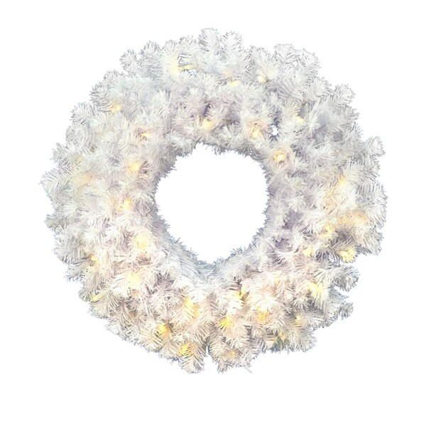 Vickerman 20 in. Crystal White Spruce Artificial Christmas Wreath w/50 Warm Wht LED Lght & 90 Tip Count, 12PK - A805822LED