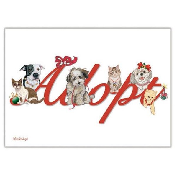 Pipsqueak Productions Pipsqueak Productions C589 Adopt Mix Dog with Cat Christmas Boxed Cards - Pack of 10 - C589