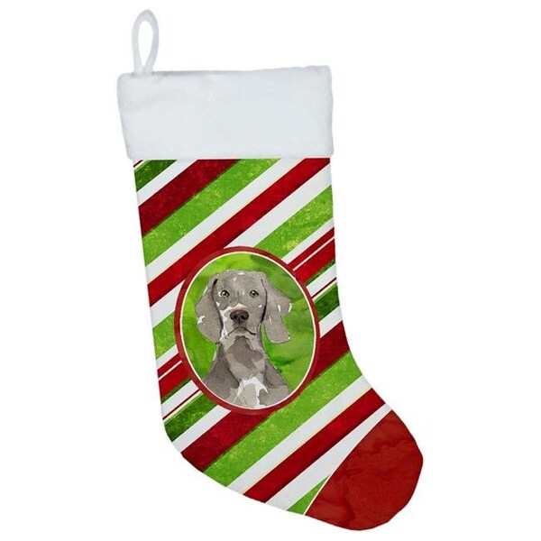 Carolines Treasures Carolines Treasures CK4077CS Weimaraner Christmas Candy Stripe Christmas Stocking - CK4077CS