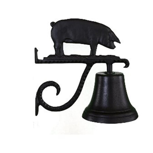 Swivel Cast Bell With Satin Black Pig Ornament - SW2618370