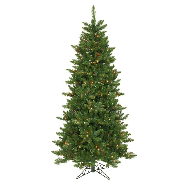 Vickerman 6.5 ft. x 49 in. Camdon Fir Slim Artificial Christmas Tree with 550 Multi LED Light - A860867LED