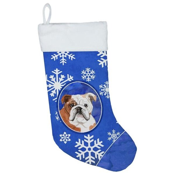 Carolines Treasures Carolines Treasures CK3953CS Winter Snowflakes English Bulldog Christmas Stocking - CK3953CS
