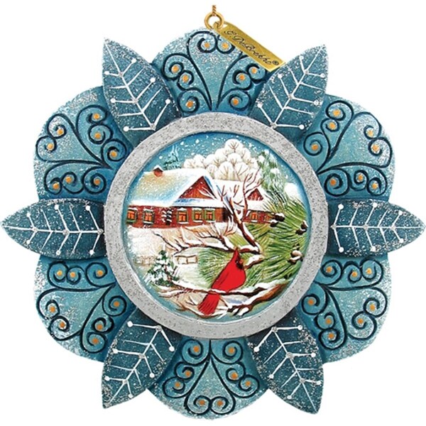Gloriousgifts General Holiday Cardinal Snowfall Ornament 4.5 in. - GL299494