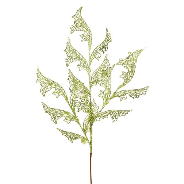 Vickerman 27 in. Lime Glitter Coral Bells Leaf Lace Spray, 12PK - L191513