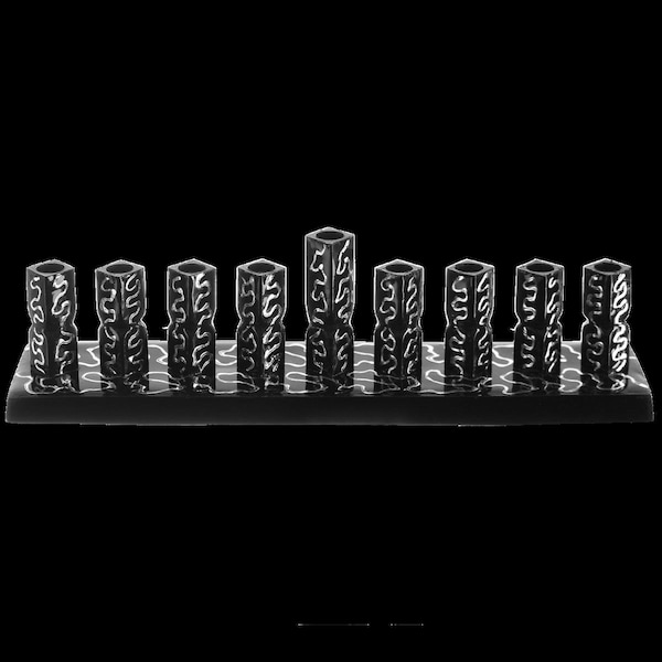 Implementar 2.5 x 2 x 9 in. Strip Menorah Black with Silver Stripes Enamel - IM2754172