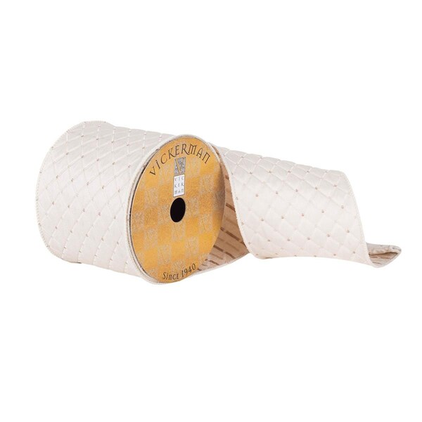 Vickerman 4 in. x 10 Yards Champagne Woven Net Dupioni Ribbon, 12PK - Q181029