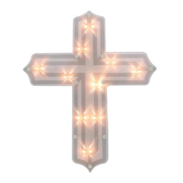 Go-Go 14 in. Lighted Religious Cross Easter Window Silhouette Decoration - GO1777092