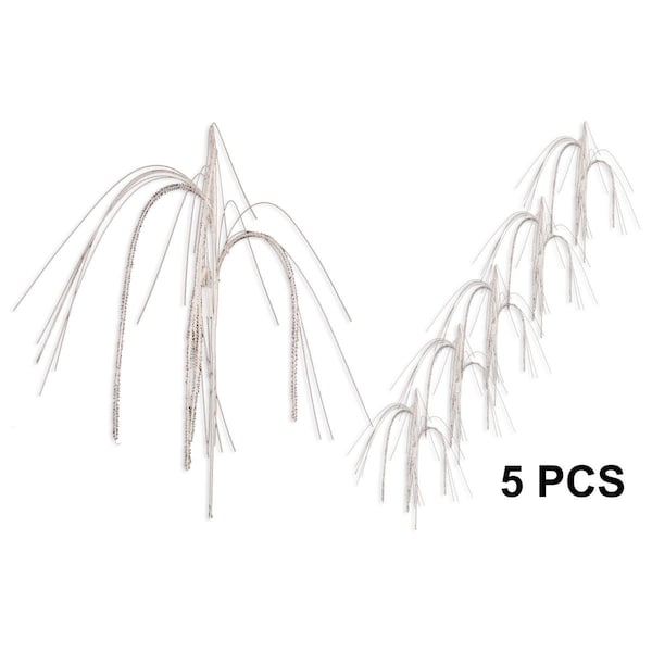 Queens Of Christmas 54 in. Glitter Pick Spray for Christmas Decoration, White, 5PK - PCKH-54-SPRY-WH-5PK