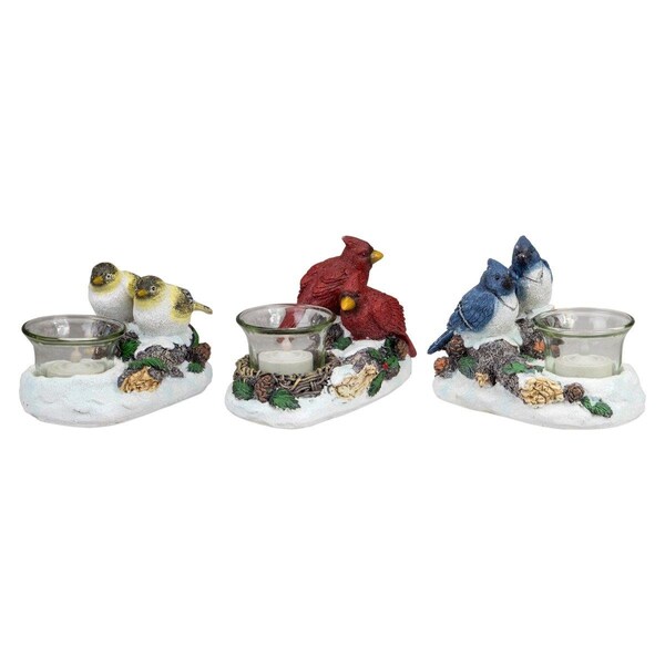 Go-Go 5.75 in. Christmas Birds Tabletop Decoration with Tealight Candle Holders - Set of 3 - GO1763826