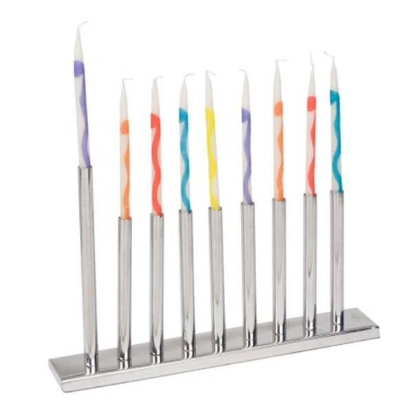 Giftmark Giftmark M-660 Stainless Steel Menorah with Modern Tube Candles Holders - M-660
