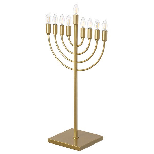 Vintiquewise Gold Finish Modern Contemporary Hanukkah Menorah with Remote Control for Home, Office, or - QI004694.GD