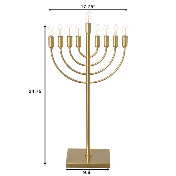 Vintiquewise Gold Finish Modern Contemporary Hanukkah Menorah with Remote Control for Home, Office, or - QI004694.GD