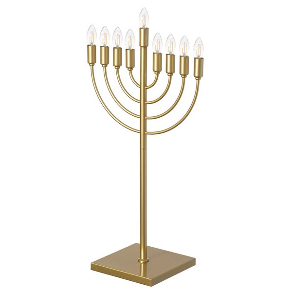 Vintiquewise Gold Finish Modern Contemporary Hanukkah Menorah with Remote Control for Home, Office, or - QI004694.GD