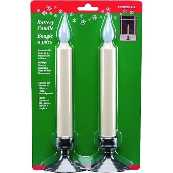 Xodus Innovations Window Candle, 8-7/8 in H Candle, AA Alkaline Battery, LED Bulb, Amber Bulb - FPC1205A-2-72
