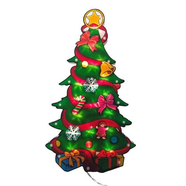 Santas Forest Christmas Trees, 9 in W, Plastic, Colorful, Mini Bulb, Internal Light - 60981