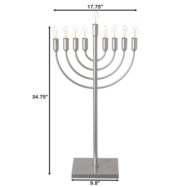 Vintiquewise Silver Finish Modern Contemporary Hanukkah Menorah with Remote Control for Home, Office, or - QI004694.SL