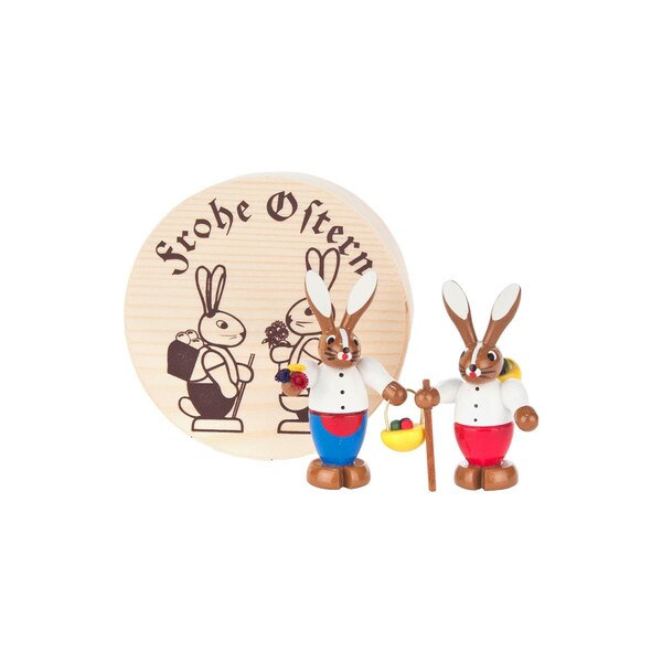 Alexander Taron Dregeno Easter Ornament Chip Box Rabbit Couple - 224-323B
